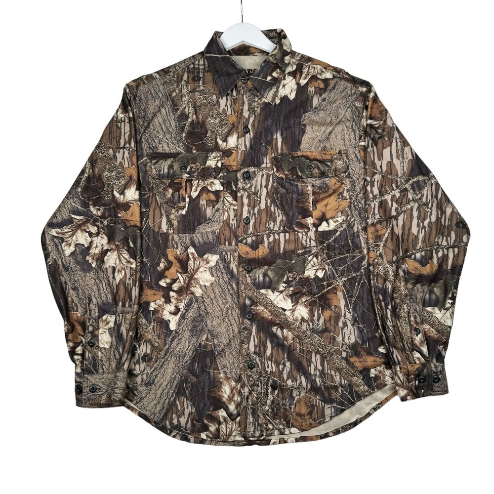 HFC 100% Polyester Camo Button Down Shirt Men's Size Medium